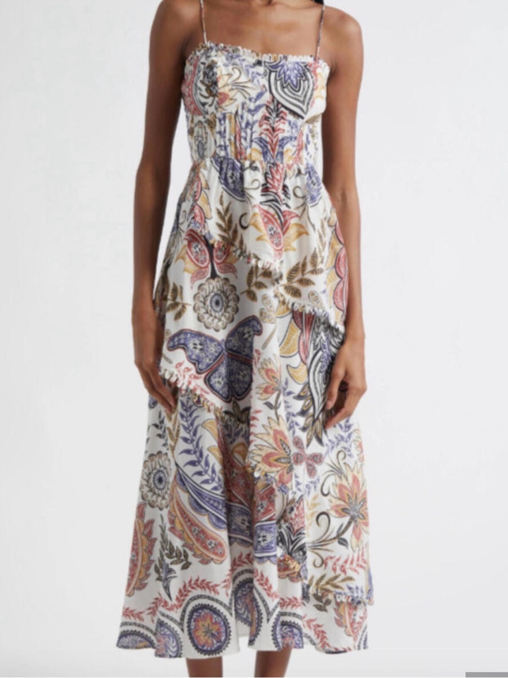 Farm Rio -NWT - Boho Glam Floral Paisley Spaghetti-Strap Maxi Dress